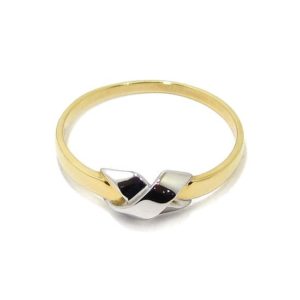 Anillo fino con motivo aspa en blanco oro amarillo