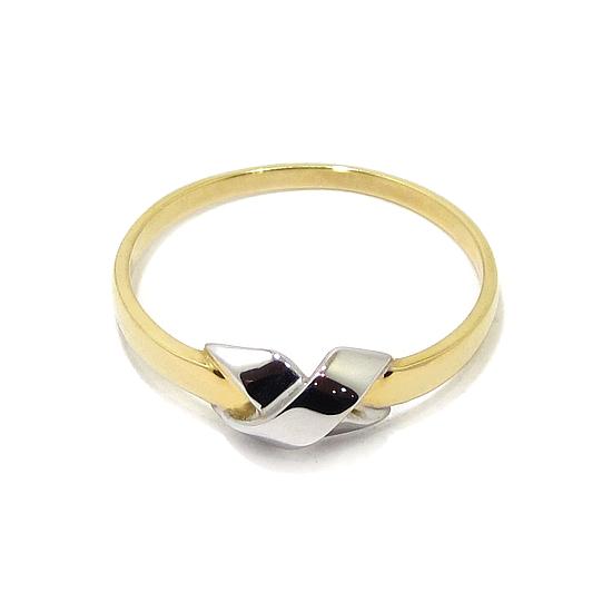 Anillo fino con motivo aspa en blanco oro amarillo