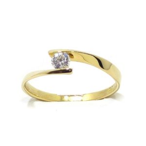 Anillo solitario circonita oro amarillo
