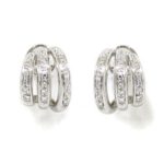 Pendientes criollas triple oro blanco diamantes