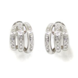 Pendientes criollas triple oro blanco diamantes