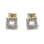 Pendientes oro blanco cuadros circonitas