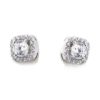 Pendientes oro blanco redondeados circonita central