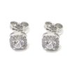 Pendientes oro blanco redondeados circonita central