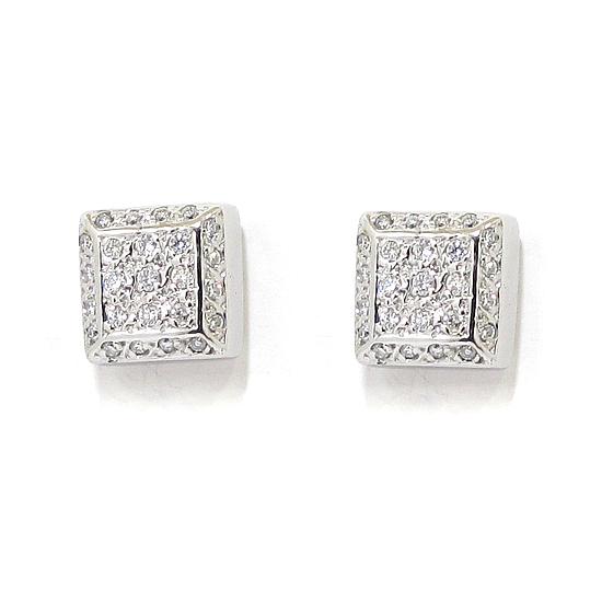Pendientes oro blanco cuadrados diamantes