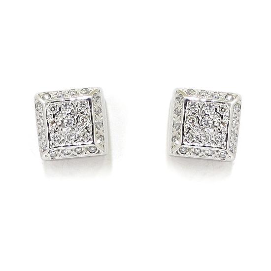 Pendientes oro blanco cuadrados diamantes - Imagen 3