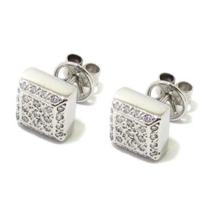 Pendientes oro blanco cuadrados diamantes
