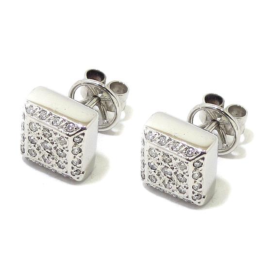 Pendientes oro blanco cuadrados diamantes
