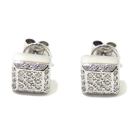Pendientes oro blanco cuadrados diamantes - Imagen 2