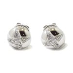 Pendientes oro blanco redondos estrella diamantes