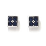 Pendientes oro blanco cuadrados zafiros