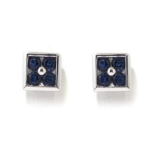 Pendientes oro blanco cuadrados zafiros