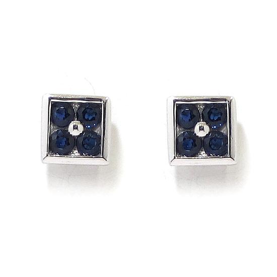 Pendientes oro blanco cuadrados zafiros