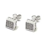 Pendientes oro blanco cuadrados circonitas