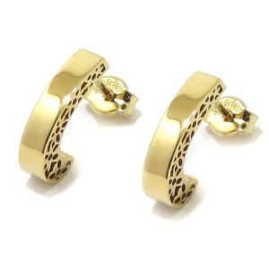 Pendientes oro amarillo diseño liso recto curvado