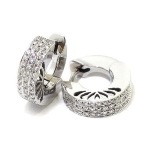 Pendientes criollas calados oro blanco diamantes