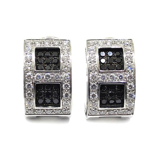 Pendientes oro blanco pavés diamantes negros