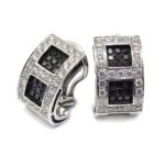 Pendientes oro blanco pavés diamantes negros