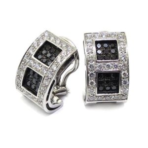 Pendientes oro blanco pavés diamantes negros