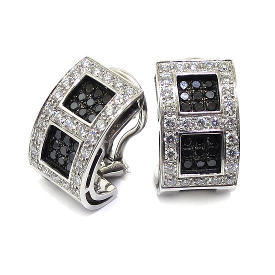 Pendientes oro blanco pavés diamantes negros