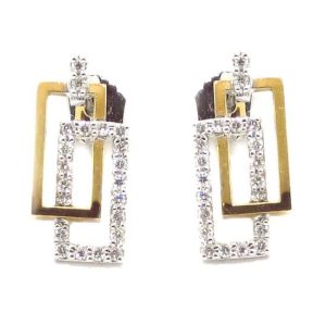 Pendientes oro blanco/rosa rectangulos diamantes