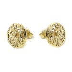 Pendientes oro amarillo boton calado vida