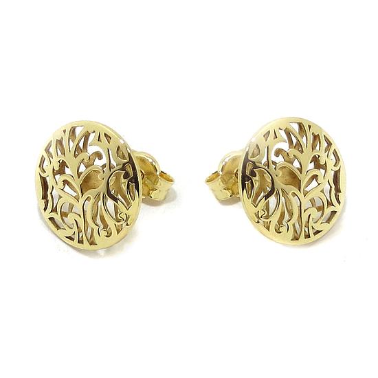 Pendientes oro amarillo boton calado vida