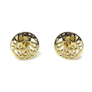 Pendientes oro amarillo boton calado vida