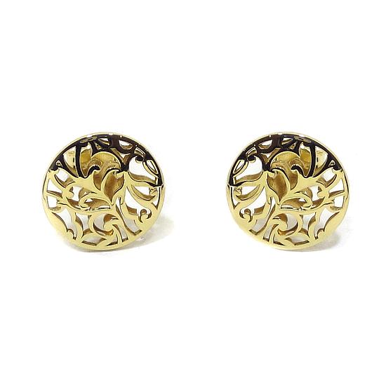 Pendientes oro amarillo boton calado vida