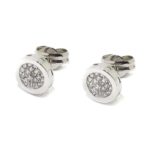 Pendientes oro blanco redondos circonitas