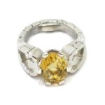Anillo Citrino oval plata