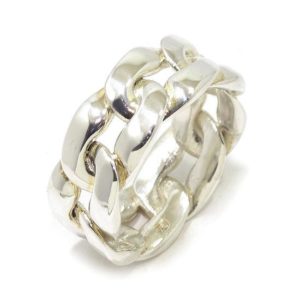 Anillo hombre eslabones barbados plata 925