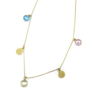 Collar fino 5 colgantes combi oro