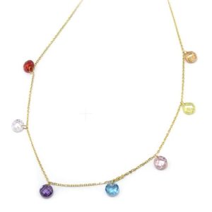 Collar fino 7 colgantes piedras oro