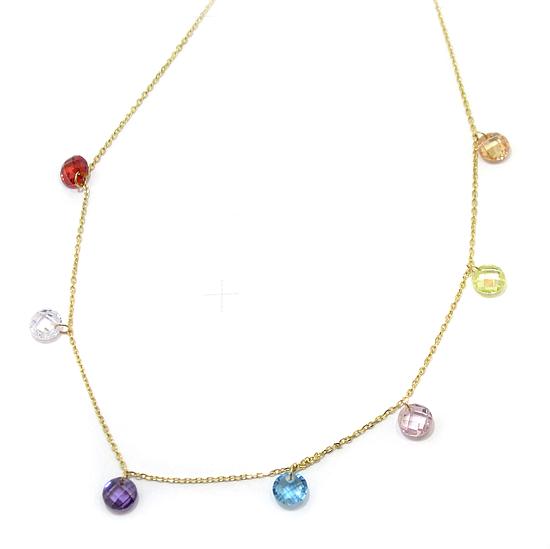 Collar fino 7 colgantes piedras oro