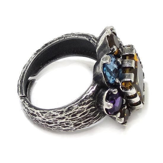 Anillo plata citrino topacios amatistas - Imagen 4