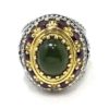Anillo plata bicolor jade verde intenso
