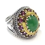 Anillo plata bicolor jade verde