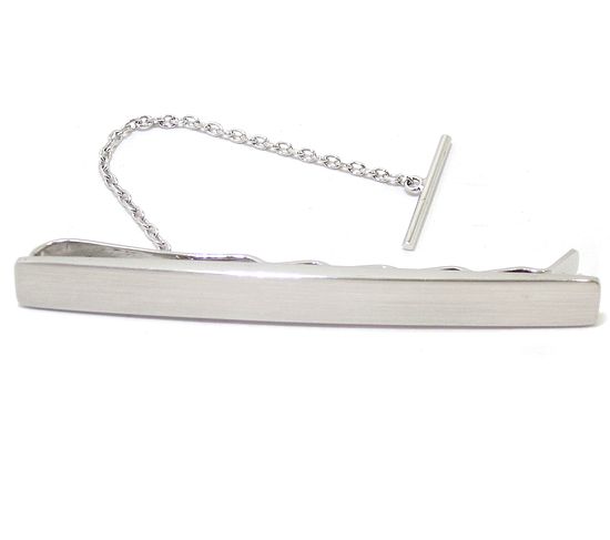 Sujetacorbatas recto curvado oro blanco - Imagen 2