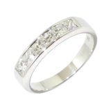 Anillo alianza 6 diamantes princesa 0.74ct oro