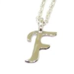 Colgante inicial F cadena plata