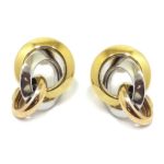 Pendientes 2 aros anilla oro tricolor