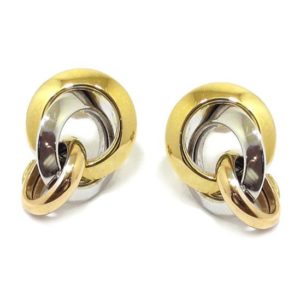 Pendientes 2 aros anilla oro tricolor