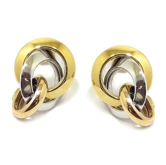 Pendientes 2 aros anilla oro tricolor