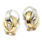 Pendientes aretes entrelazados oro bicolor