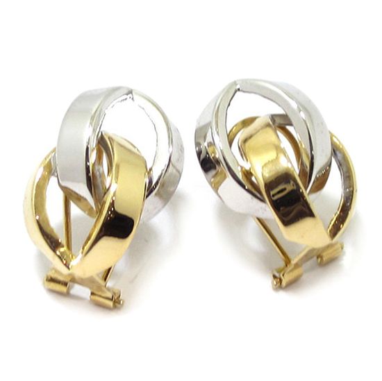 Pendientes aretes entrelazados oro bicolor