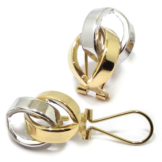 Pendientes aretes entrelazados oro bicolor - Imagen 3