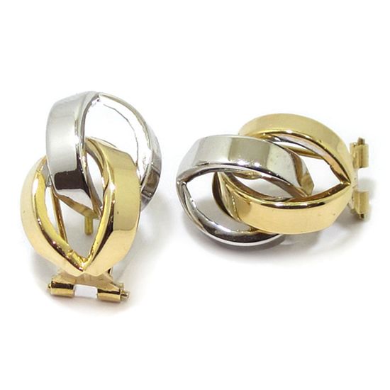 Pendientes aretes entrelazados oro bicolor - Imagen 2
