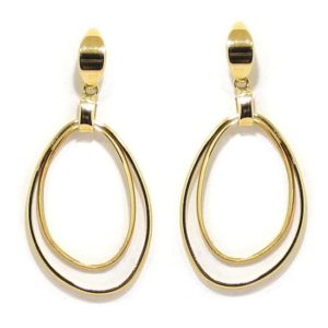 Pendientes aros dobles colgantes ovalados oro