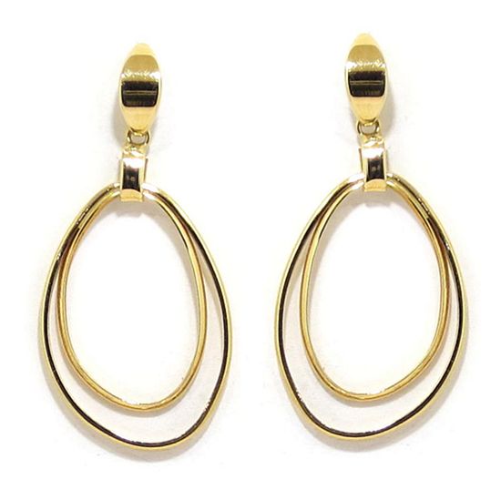 Pendientes aros dobles colgantes ovalados oro